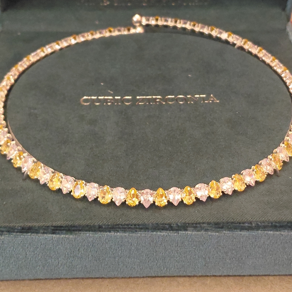 Cubic Zirconia Silver Plated Necklace Gift - Picture 2 of 4